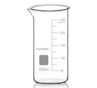 FunChem Vasos de cristal de borosilicato, 1 unidad, graduados, con boquilla, 250 ml