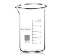 FunChem Vasos de cristal de borosilicato, 1 unidad, graduados, con boquilla, 50 ml