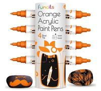 Funcils 4 rotuladores acrílicos Naranja para piedras, vidrio, madera y lienzo - Marcadores Doble punta con punta de 1mm,5mm. Los bolígrafos acrílicos son ideales para adultos y niños.