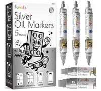 Funcils 5PK Sliver Oil Marker (2 * 1+5mm 1 * 3+5mm 1 * 1 * 10mm 1 * 15mm)