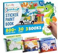 Funcils Paint by Sticker & Number for Kids - 30 colores by Sticker Paint Book | Travel, Airplane, Car Activities for Kids Ages 4-8 Girls Boys | Art & Crafts Games, Puzzle Books, Learning Educational