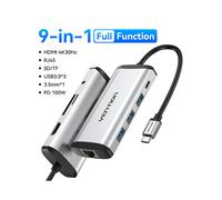(Función completa 9 en 1) Estación de acoplamiento Vention USB C HUB tipo C a USB 3.0 compatible con