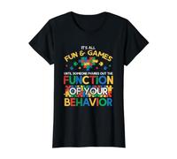 Función del Comportamiento Autismo Conductismo Analista de Comportamiento Camiseta gráfica económica, Mujer, Negro, S