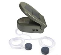 Funciona con energía solar para bomba de estanque con batería y aireador para suministro continuo de oxígeno en peceras, al aire libre para estanques y acuarios pequeños a medianos (gris 2600 mAH)