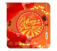 Funciona con pilas LED 3D Redondo Disco Colgante Luz para Ventanas Puertas Acrílico Feliz Año Nuevo Decoración Doble Color Luz (Rojo)