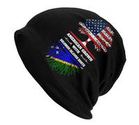 Funcional Slouch Beanie Bandera Estadounidense con Raíces En Las Islas Salomón Ciclismo Skull Cap Cálido Gorro De Invierno para Dormir, Deporte, Escalada