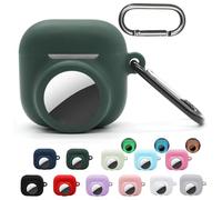 Funda 2 en 1 para Airpods 4th Airtag, funda 2 en 1 para Airpods 4 con soporte para Airtag (2024), soporte de silicona para rastreador GPS, brilla en la oscuridad, rosa brillante y azul brillante