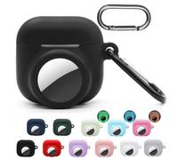 Funda 2 en 1 para Airpods 4th Airtag, funda 2 en 1 para Airpods 4 con soporte para Airtag (2024), soporte de silicona para rastreador GPS, brilla en la oscuridad, rosa brillante y azul brillante