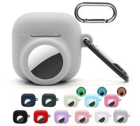 Funda 2 en 1 para Airpods 4th Airtag, funda 2 en 1 para Airpods 4 con soporte para Airtag (2024), soporte de silicona para rastreador GPS, brilla en la oscuridad, rosa brillante y azul brillante