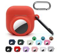 Funda 2 en 1 para Airpods 4th Airtag, funda 2 en 1 para Airpods 4 con soporte para Airtag (2024), soporte de silicona para rastreador GPS, brilla en la oscuridad, rosa brillante y azul brillante