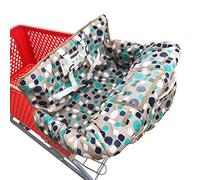 Funda 2 en 1 para carrito de la compra de bebé, cojín de asiento para silla alta, diseño portátil (lunares grises)