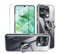 Funda 3 en 1 + anillo de soporte para teléfono compatible con UMIDIGI G9 5G/G9C/G9T/G9A funda con 1 protector de pantalla de vidrio templado para UMIDIGI G9 5G/G9C/G9T/G9A, funda delgada y suave para
