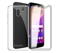 Funda + 3 Piezas Protector de Pantalla para BLU View 1 (5.5"), Carácter Transparente Silicona Suave TPU Funda TPU Suave, Anti-arañazos y Película protectora para BLU View 1 - Clear