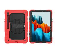 Lobwerk Funda 4 en 1 para Samsung Galaxy Tab S7 T-870 T-875 de 11 Pulgadas con Carcasa Protectora y Marco Rojo