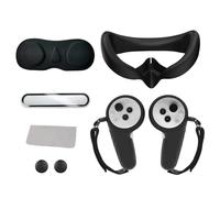 Funda 6 en 1 para Pico4 Ultra Reemplazo, funda de silicona con agarre, cubierta facial + cubierta de lente + almohadilla antifugas + funda VR Shell VR Set de accesorios (negro)