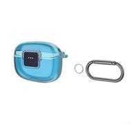Funda a prueba de golpes con bloqueo seguro para JBL Tune para buds 2 | Resistente a los golpes para material TPU, mosquetón integrado, cierre seguro, negro/azul/transparente, peso ligero