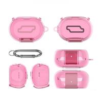 Funda a prueba de golpes para Bose para silencio para ultra auriculares, policarbonato duro transparente, protección contra caídas, equipo al aire libre, 8,3 x 5,3 cm (rosa transparente)