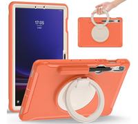 Funda a prueba de golpes para niños compatible con Samsung Galaxy Tab S9 de 11 pulgadas 2023 X710/X716B/X718U, funda protectora híbrida resistente con agarre de asa, soporte giratorio, color naranja