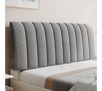 Funda acolchada de terciopelo para cabecero de cama con tablero de madera totalmente cubierta. Cojín grueso suave para mesita de noche, gris, a prueba de polvo y cómoda