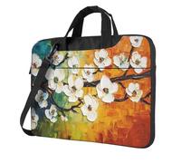 Funda acolchada para laptop de 15.6 pulgadas, diseño de flores blancas en ramas de árboles, para mujeres y hombres