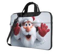 Funda acolchada para laptop de 39.6 cm, diseño de Papá Noel mirando a través de un agujero