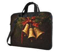 Funda acolchada para laptop de 39.6 cm, diseño de tres campanas doradas en ramas de pino