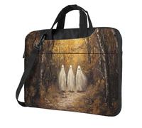 Funda acolchada para ordenador portátil de 39.6 cm, diseño de tres fantasmas blancos caminando en otoño