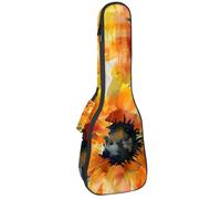 Funda acolchada para ukelele de concierto de 23 pulgadas, acuarela, girasoles amarillos, sin costuras, con almacenamiento y correas para el hombro, Multicolor 09, 25.9x9x3.1in/66x23x8cm, Organizador
