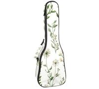 Funda acolchada para ukelele de concierto de 23 pulgadas, ballena, algas marinas con hojas, burbujas y estrellas de mar, bolsa acolchada con almacenamiento y correas para el hombro, Multicolor 10
