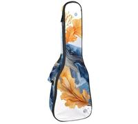 Funda acolchada para ukelele de concierto de 23 pulgadas, ballena, algas marinas con hojas, burbujas y estrellas de mar, bolsa acolchada con almacenamiento y correas para el hombro, Multicolor 01