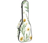 Funda acolchada para ukelele de concierto de 23 pulgadas, ballena, algas marinas con hojas, burbujas y estrellas de mar, bolsa acolchada con almacenamiento y correas para el hombro, Multicolor 02
