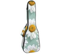 Funda acolchada para ukelele de concierto de 23 pulgadas, con estampado de flores de manzanilla blanca, con almacenamiento y correas para el hombro, Multicolor 07, 25.9x9x3.1in/66x23x8cm, Organizador