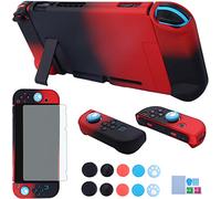 Funda acoplable para Nintendo Switch - COMCOOL 3 en 1 funda protectora para Nintendo Switch y controlador Joy-Con con protector de pantalla, color rojo y negro