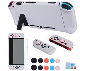 Funda acoplable para Nintendo Switch - COMCOOL 3 en 1 funda protectora para Nintendo Switch y controlador Joy-Con con protector de pantalla y puños de pulgar, piedra