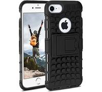 Funda acorazada ONEFLOW Compatible con el Apple iPhone 7 / iPhone 8. Funda rígida para Exterior a Prueba de Golpes, con Soporte, cámara y Protector de Pantalla, Obsidian - Negro