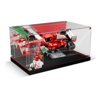 Funda acrílica compatible con Lego Ferrari F2004 y Michael Schumacher 11375, carcasa transparente a prueba de polvo con iluminación LED y fondo HD (solo funda, modelo no incluido)