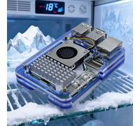 Funda acrílica optimizada de 5 capas para Raspberry Pi 5 con disipador de calor oficial y compatibilidad con ventilador para una mejor gestión térmica (aluminio azul)