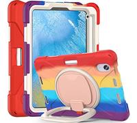 Funda Adecuada para iPad Mini de 6ª generación de 8.3 Pulgadas 2021 con Mango Giratorio de 360°, Funda Protectora Resistente a Prueba de Golpes con Soporte para lápices, Rojo Brillante