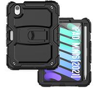 Funda Adecuada para iPad Mini de 6ª generación de 8.3 Pulgadas 2021 con Soporte Plegable Invisible, Funda Protectora Resistente a Prueba de Golpes con Soporte para lápices, Color Negro