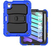 Funda Adecuada para iPad Mini de 6ª generación de 8.3 Pulgadas 2021 con Soporte Plegable Invisible, Funda Protectora Resistente a Prueba de Golpes con Soporte para lápices, Color Azul