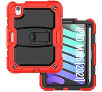 Funda Adecuada para iPad Mini de 6ª generación de 8.3 Pulgadas 2021 con Soporte Plegable Invisible, Funda Protectora Resistente a Prueba de Golpes con Soporte para lápices, Color Rojo