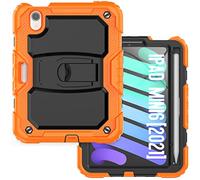Funda Adecuada para iPad Mini de 6ª generación de 8.3 Pulgadas 2021 con Soporte Plegable Invisible, Funda Protectora Resistente a Prueba de Golpes con Soporte para lápices, Naranja