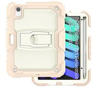 Funda Adecuada para iPad Mini de 6ª generación de 8.3 Pulgadas 2021 con Soporte Plegable Invisible, Funda Protectora Resistente a Prueba de Golpes con Soporte para lápices, Beige Oro Rosa
