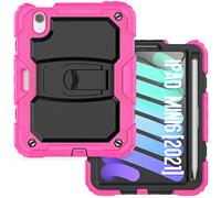 Funda Adecuada para iPad Mini de 6ª generación de 8.3 Pulgadas 2021 con Soporte Plegable Invisible, Funda Protectora Resistente a Prueba de Golpes con Soporte para lápices, Rojo Rosa