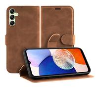 Funda adecuada para Samsung Galaxy A14 (4G/5G) Funda con Portatarjetas - Estuche Premium - Marrón