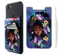 Funda adhesiva para teléfono celular, doble bolsillo, licra, tarjetero, tarjetero, diseño de cartera pequeña para iPhone, iPad, Samsung Galaxy y Android, Pretty Girl Galaxy, Doublé, Bolsa
