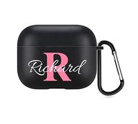 Funda AirPods personalizada de 2 caras para Apple AirPods de 3ª generación, diseña tu propia funda AirPods con tu nombre y foto, bonita funda para el día de San Valentín (negro)