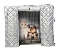 Funda aislante impermeable con ventanas laterales enrollables y puerta delantera, manta de tela Oxford resistente al viento para protección de la perrera de mascotas