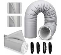 Funda aislante para manguera de escape de aire acondicionado portátil con correas de bloqueo, funda aislante de 150 cm para 5 pulgadas y 5,9