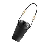 Funda aislante para taza con correa ajustable, funda protectora portátil de piel sintética para botellas de agua, accesorios para tazas de café